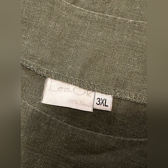100% Linen forest green mini dress | size XL - Picture 7 of 7